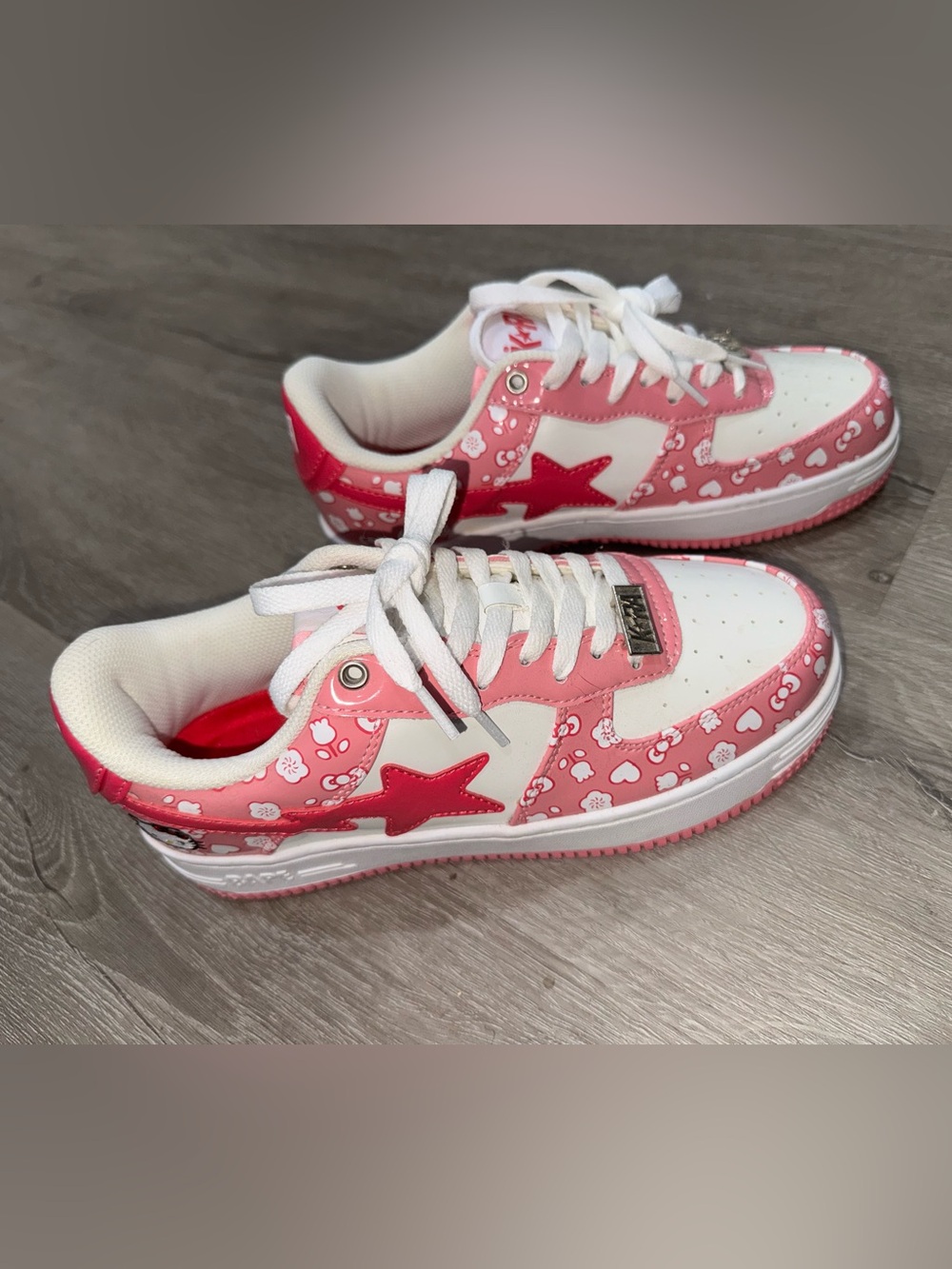 New Bape Sta KRA custom Hello Kitty Kids /adults Pink & White Print Sneakers
